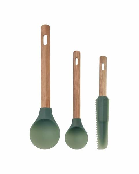 Шпатели, набор из 3 шт IKEA BÄCKRÖDING дерево/темно-серо-зеленый