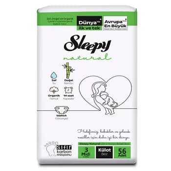 Sleepy Natural arlygy Külot Midi №3, 4-9 kg, 56 sany