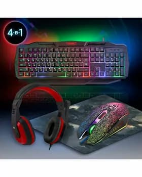 Комплект (клавиатура, мышь, наушники, коврик) Defender Target MKP-350