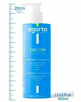 AGARTA Натуральный очищающий гель для лица от прыщей, черных точек и прыщей - для жирной и комбинированной кожи 400 мл