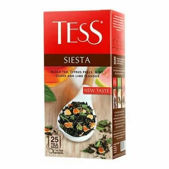Черный чай в пирамидках Tess Siesta, 37 гр (25 пакетиков)
