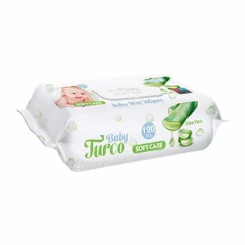 Çagalar üçin çygly salfetkalar Baby Turco "Aloe vera", 120 sany