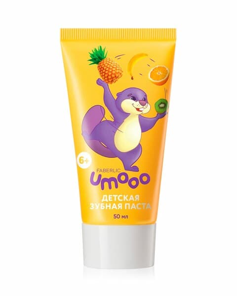 Ftorid bilen çagalaryň diş pastasy Umooo 6+ Faberlic 2026, 50 ml.