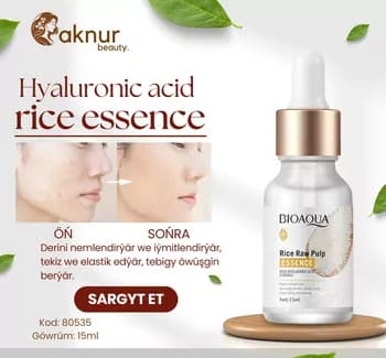 Bioaqua ýüz üçin syworotka derini nemlendirýär we iýmitlendirýär tekiz we elasttik edýär tebigy öwüşgin berýär 15 ml