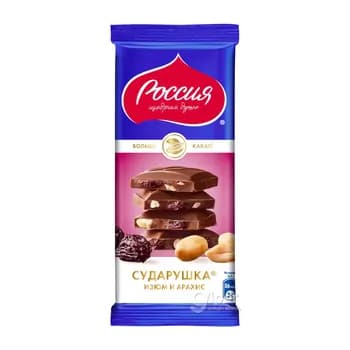 Nestle Россия "Сударушка" kişmiş we arahisli süýtli şokolad 82 gr