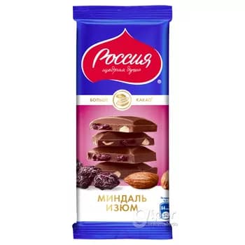 Nestle "Россия" mindal we kişmişli süýtli şokolad 82 gr