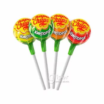 Karamel süýji Chupa Chups "Кислорот" alma, ülje, limon, pyrtykal tagamly, 12 gr