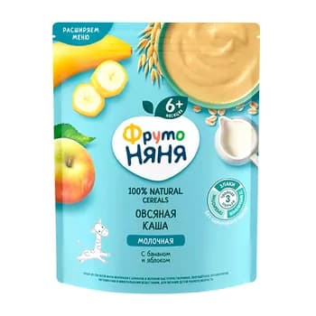 Çagalar üçin şüle ýarmasy "ФрутоНяня" süýtli, alma we banan, 200 gr
