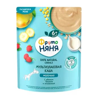 Çagalar üçin multizlakly şüle "ФрутоНяня" süýtli, alma, banan we böwürslen, 200 gr