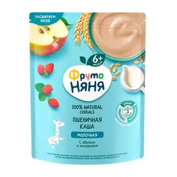 Çagalar üçin bugdaý şüle "ФрутоНяня" süýtli, alma we böwürslen, 200 gr