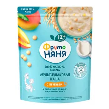 Çagalar üçin multizlakly şüle "ФрутоНяня" kökeli, bugdaý kökeli we mango bölejikler, 200 gr