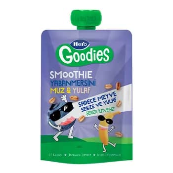 Çaga pýuresi "Hero Goodies" çernika we banan tagamly, 100 gr