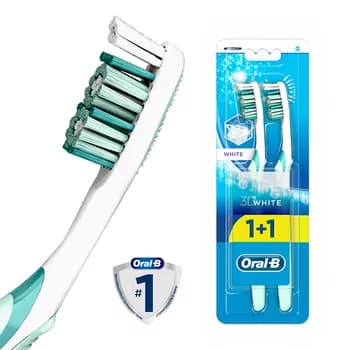 Diş şýotkasy Oral-B 3D White, gatylygy orta, 2 sany