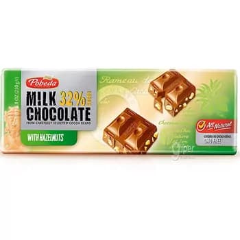 Süýtli şokolad Победа "Milk Chocolate With Hazelnut" 250 gr