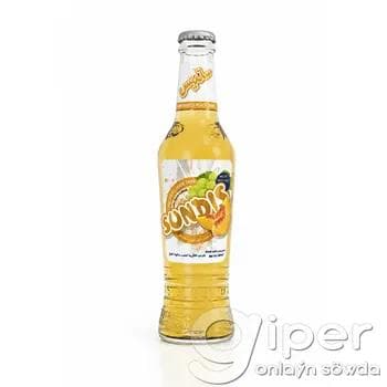 Üzüm we şetdaly tagamly gazlandyrylan alkogolsyz içgi "Sundis" 300 ml