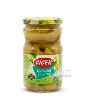 Marinada ýatyrylan gök pomidorlar "Çiçek", 720 g