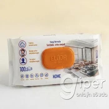 Bлажные салфетки с яблочным уксусом для уборки дома  "Home" 100 шт