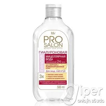 Ýagly we garyşyk deri üçin gialuronly misellar suwy Iris Cosmetic PRO SALON "Extra Soft" 500 ml