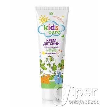 Çagalar üçin uniwersal krem çereda, şalfeý we D-pantenol bilen, 3+ Iris Cosmetic "Kids Care" 100 ml