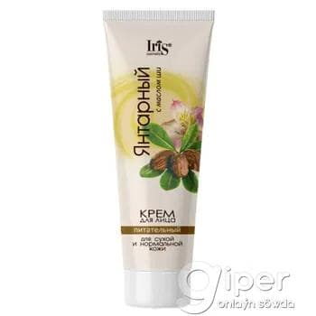 Şi ýagly iýmitlendiriji ýüz kremi gury we kadaly deri üçin Iris Cosmetic "Янтарный" 100 ml