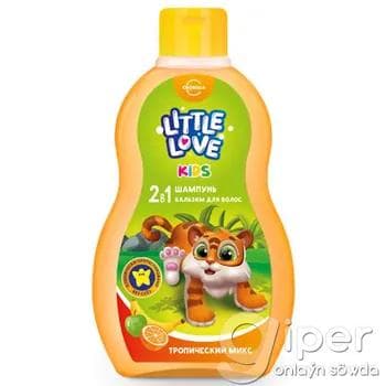 Çagalar üçin saç şampuny we balzamy 2-si 1-de  "Little Love Kids" Tropiki miks 400 ml
