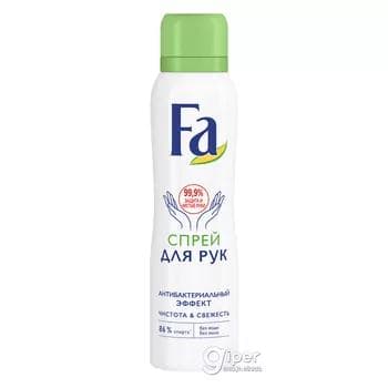 El üçin antibakterial täsirli spreý FA Arassalyk we täzelik, 150 ml