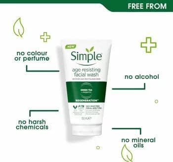 Омолаживающее средство для умывания лица Simple,150 мл
