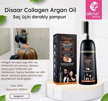 Черный шампунь с коллагеном и аргановым маслом с расческой 400ml