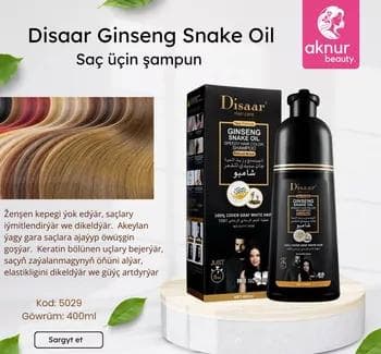 DISAAR Шампунь Оттеночный GINSENG Snake Oil Закрашивающий седину ЧЕРНЫЙ (Natural Black) 400мл (DS-5029)