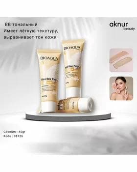 Tüwi ekstrakty bilen ýüz üçin BB krem ​​BioAqua Rice Raw Pulp BB Cream #02
