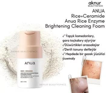 Anua Enzymny pudra Rice+Ceramide ýapyk komedonlary gara toçkalary aýyrýar düwürtükleri arassalaýar tonuňy deňleýär 40 gr (ORIGINAL)