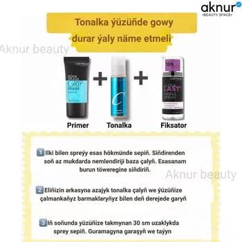 Hemma tip kožalar üçin baza,tonalka,fiksator tonalka ýüzde gowy durmagy üçin 3 li nabor (ORIGINAL)