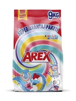 Arex Ak we reňkli eşikler üçin kir ýuwujy poroşok – 9 kg
