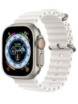 Apple Watch Ultra 49 мм Titanium Case Cellular, титановый/белый Ocean Band