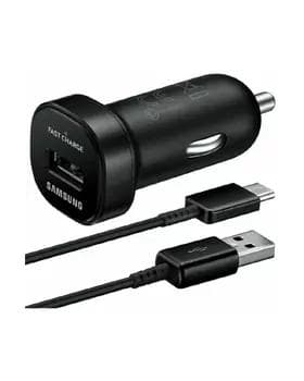 Автомобильное зарядное устройство Samsung с двумя USB-портами и кабелем Type-C