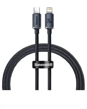 Кабель для передачи данных / быстрой зарядки / Baseus Crystal Shine Series USB Type C to Lightning 20 Вт 1.2 м, Black CAJY000201