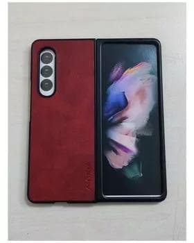 Чехол для Galaxy Z Fold 3 кожаный красный