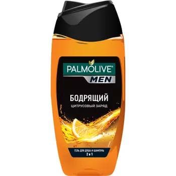 Duş geli-şampun Palmolive Men "Ruhlandyryjy sitrus zarýady" erkekler üçin 2x1, 250 ml