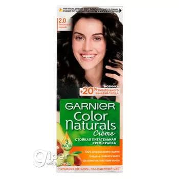 GARNIER Color Naturals saç üçin durnukly iýmitlendiriji krem-kraska, 2.0 Elegant gara