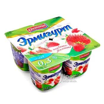 Ýogurt Эрмигурт , klubnika-ýertudana 0,3%, 100 gr