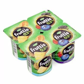 Ýogurt Fruttis ananas, gawun, tokaý miweleri bilen 0,1%, 110 gr