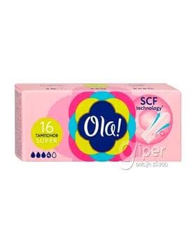 Tamponlar "Ola!" Super Ýüpek örtükli, 4 damja, 16 sany