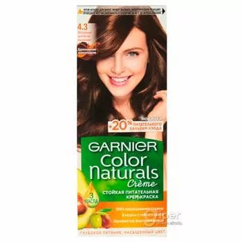 GARNIER Color Naturals saç üçin durnukly iýmitlendiriji krem-kraska, 4.3 Tebigy altyn öwüşginli kaştan