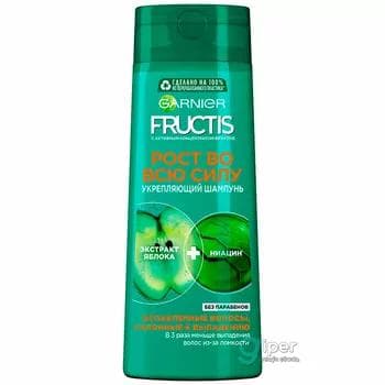 Şampun GARNIER Fructis "Güýçli ösüş" Saçyň dökülmegine ýykgyn edýän saçlary güýçlendirmek, 700 ml