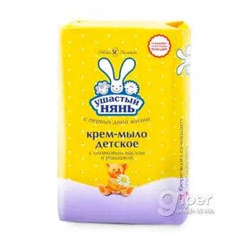 Sabyn-krem "Ушастый нянь" çagalar üçin zeýtun ýagy we romaşka bilen, 90 gr