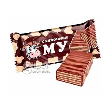 Wafli süýji şokolad örtükli Невский кондитер "Сливочная МУ" krem huruşly şokolad tagamly, 250gr (±10 gr)