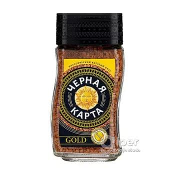 Kofe Черная карта Gold, çüýşe gapda 47.5 gr