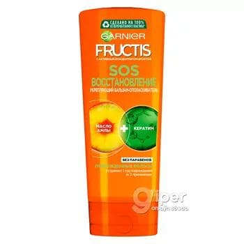 GARNIER бальзам-ополаскиватель Fructis SOS Восстановление Укрепляющий для секущихся и очень поврежденных волос, 387 мл