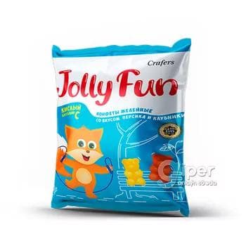 Мармелад жевательный кислые "Jolly Fun" со вкусом персика и клубники, 70 г