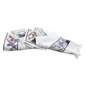 Белый полотенце с цветочками, 1 штук (29смx39см)